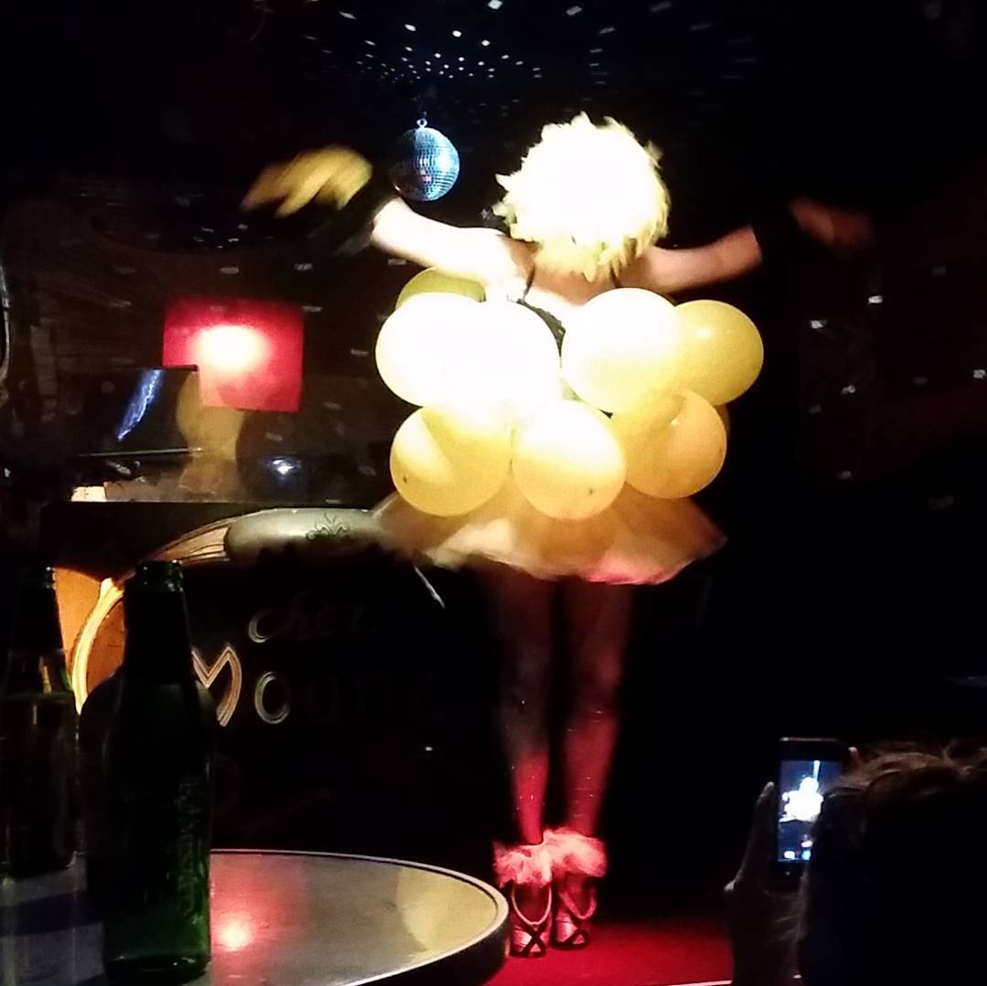 Terrifying chicken lady #burlesque at #ChezMoune, the old...